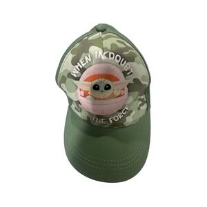 Star Wars Mandalorian Grogu Baby Yoda Kids Camo Baseball Hat Green Adjustable